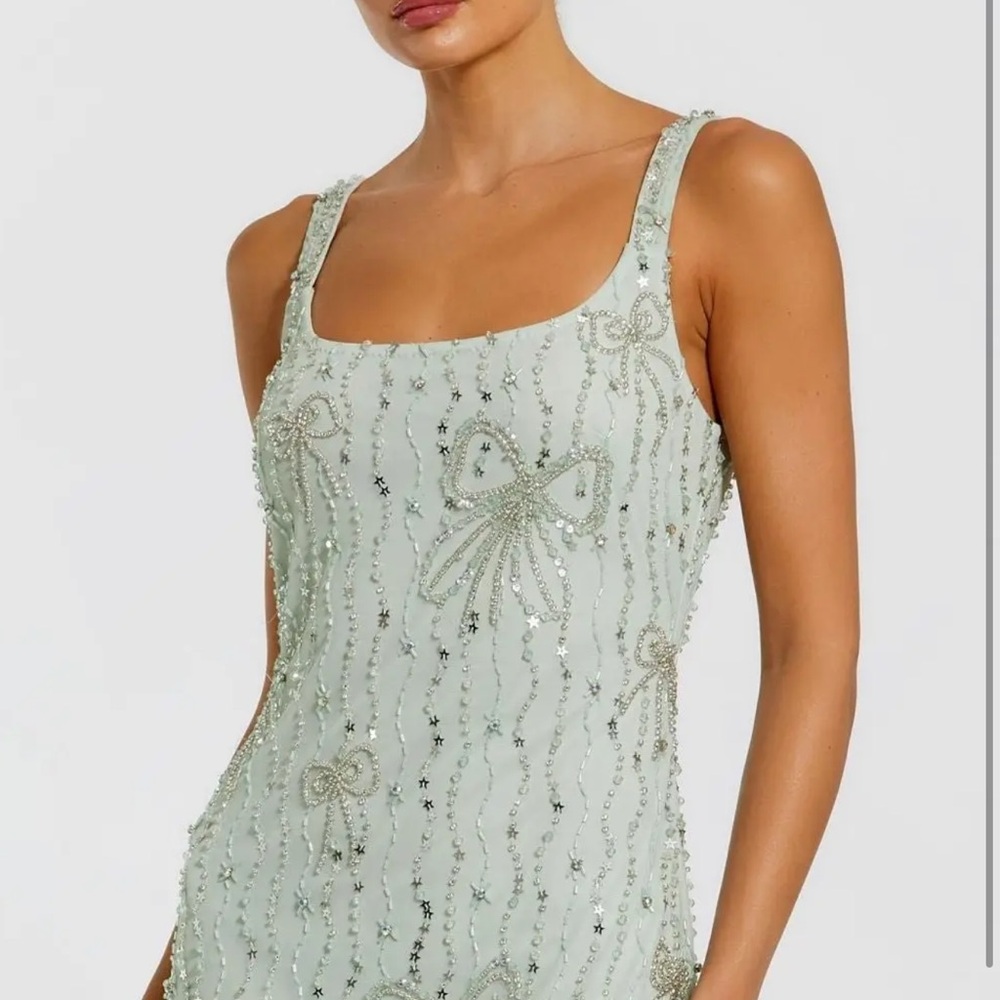 Mac Duggal Mint Green Embellished Prom Dress